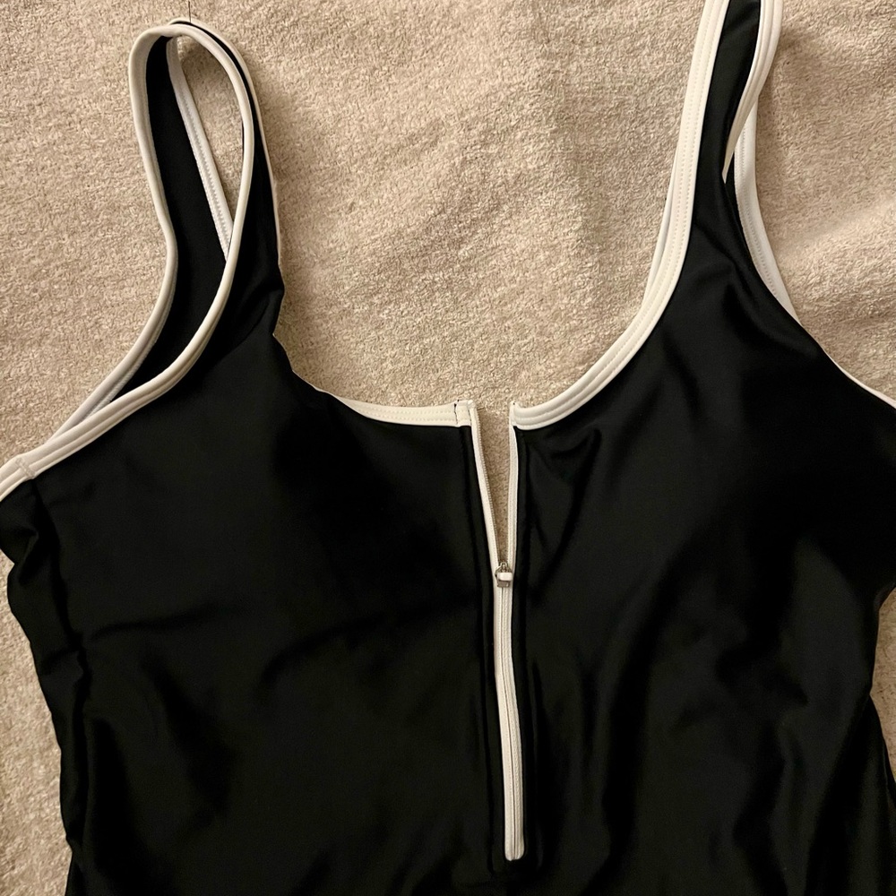Old Navy Black and White Zip-Front One-Piece